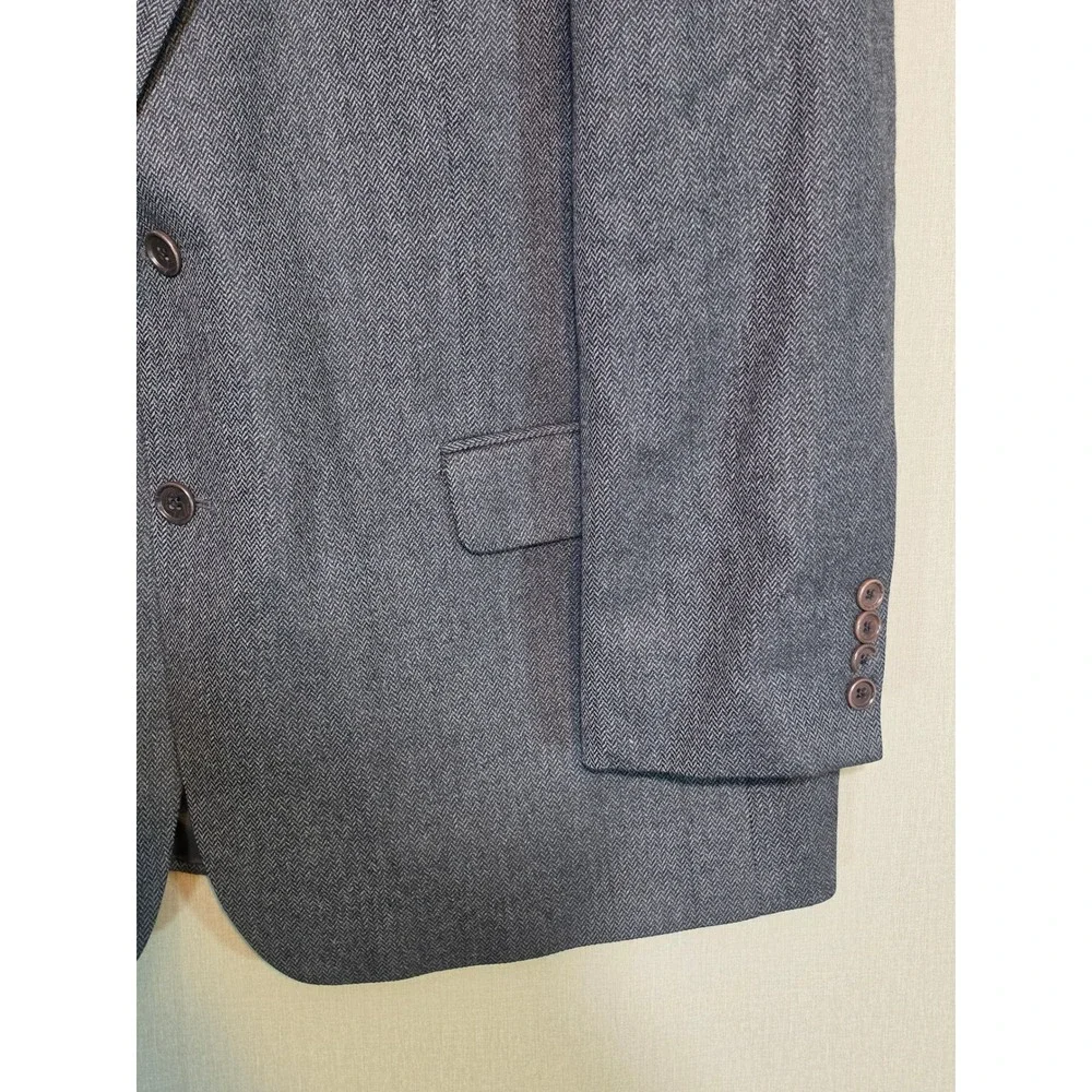 Brooks Brothers 346 Grey Herringbone Lambswool Blazer Sport Coat Mens 48 RG